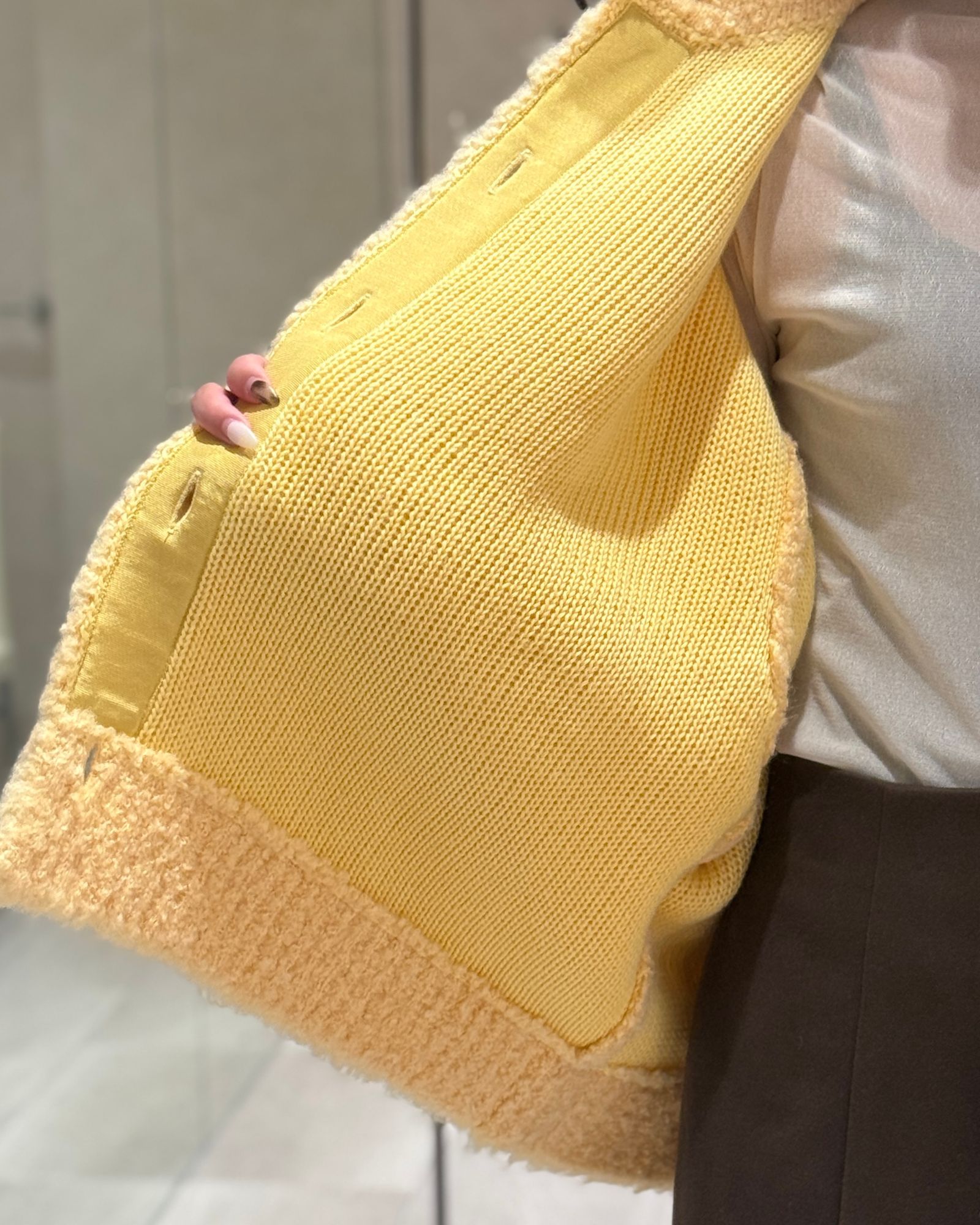 【25AW】Curl shaggy knit cardigan / カールシャギーニットカーディガン (イエロー)