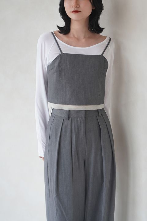 Cutoff Twill Bustier / カットオフツイルビスチェ (チャコールグレー)