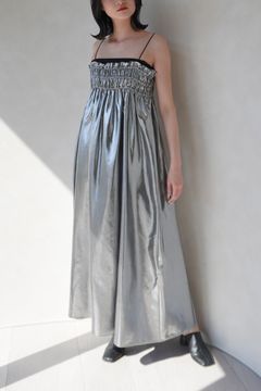 GLITTER GATHER ROUGH CAMI DRESS / グリッター ギャザー ラフ キャミワンピース (シルバー)