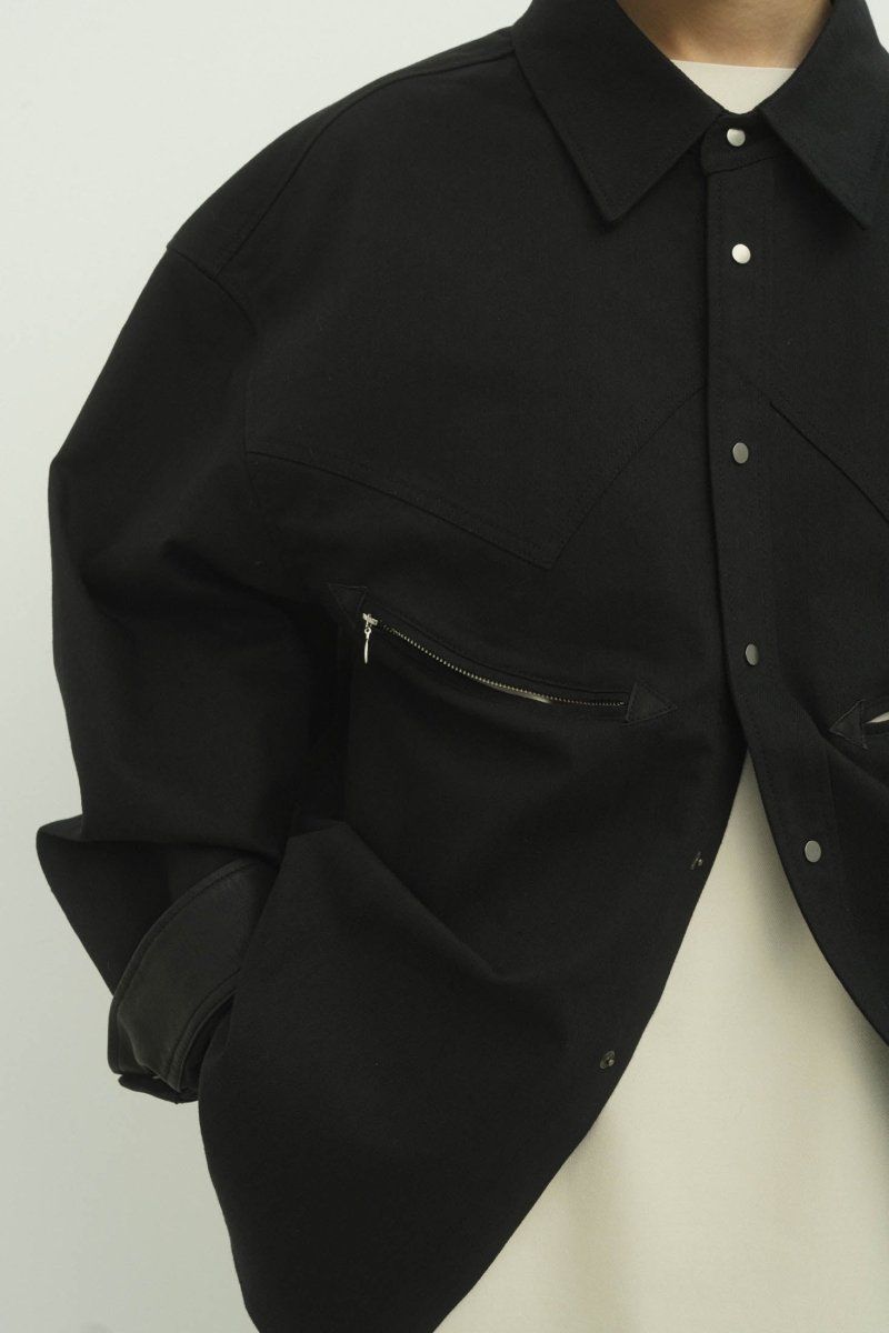 western leather shirt / ウエスタンレザーシャツ (ブラック)