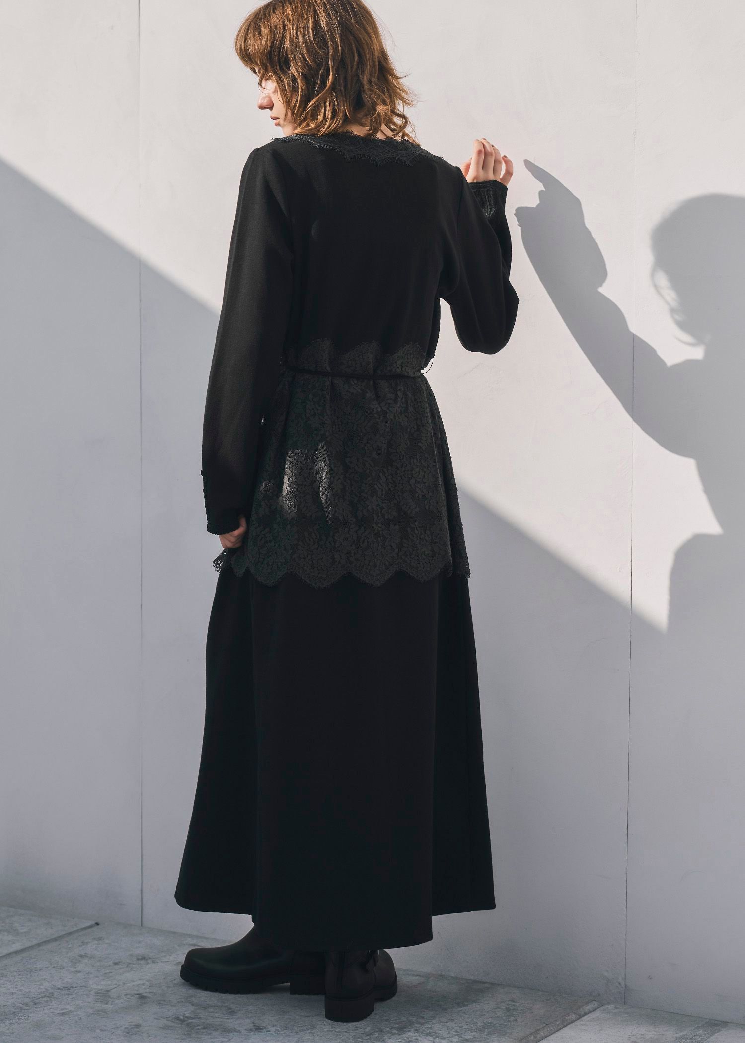 cachecoeur multi lace sweat OP / マルチレース スウェットワンピース (ブラック) / 25AW