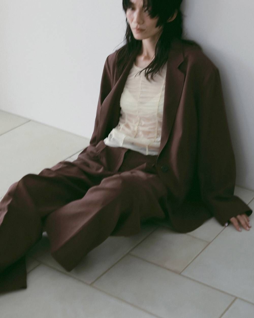 リネンタックパンツ (ブラウン) Linen Tuck Pants (Brown) /  26SS