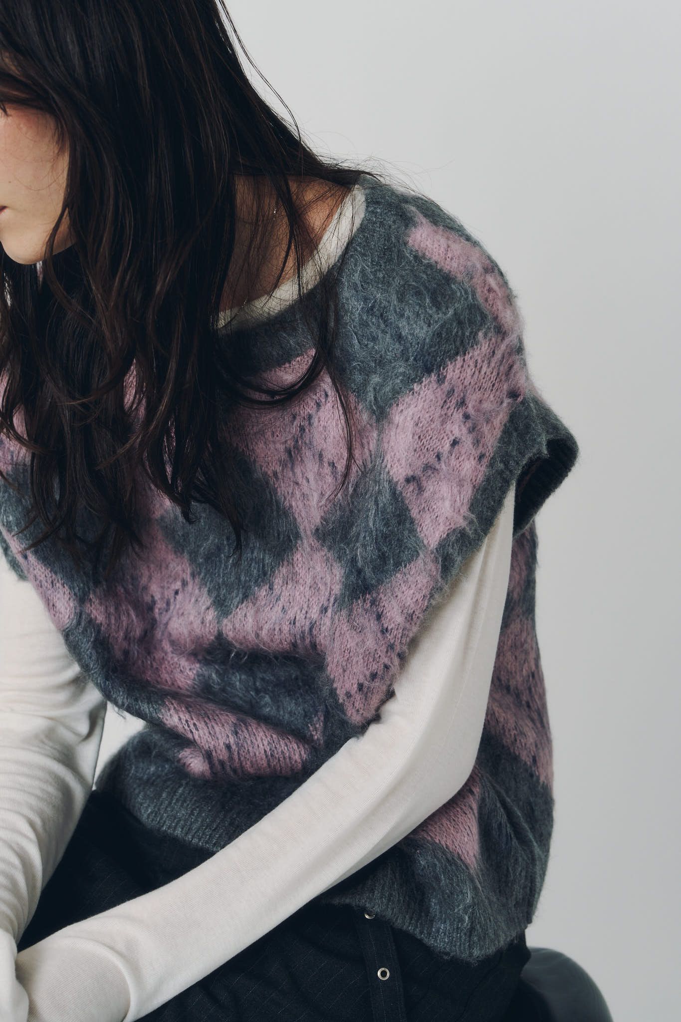 アーガイルニットベスト (ピンク) argyle knit vest (Pink) / 26AW
