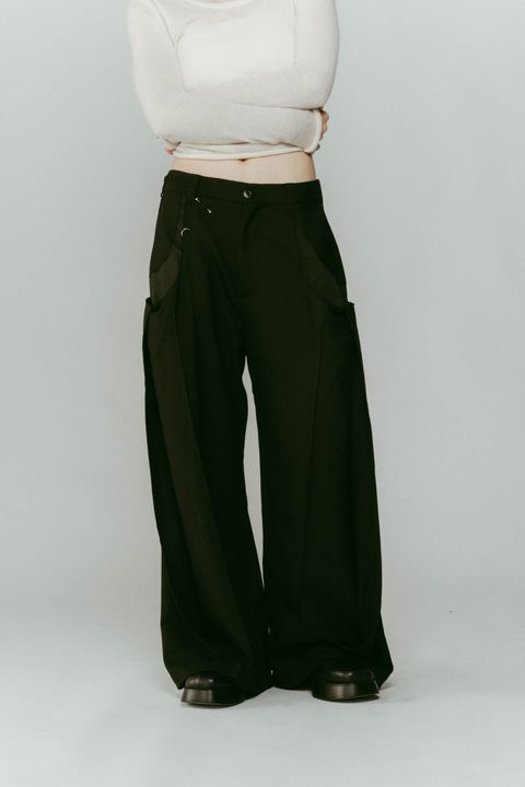 pierced drape pants(unisex) / ピアス ドレープ パンツ (ブラック) / 25AW