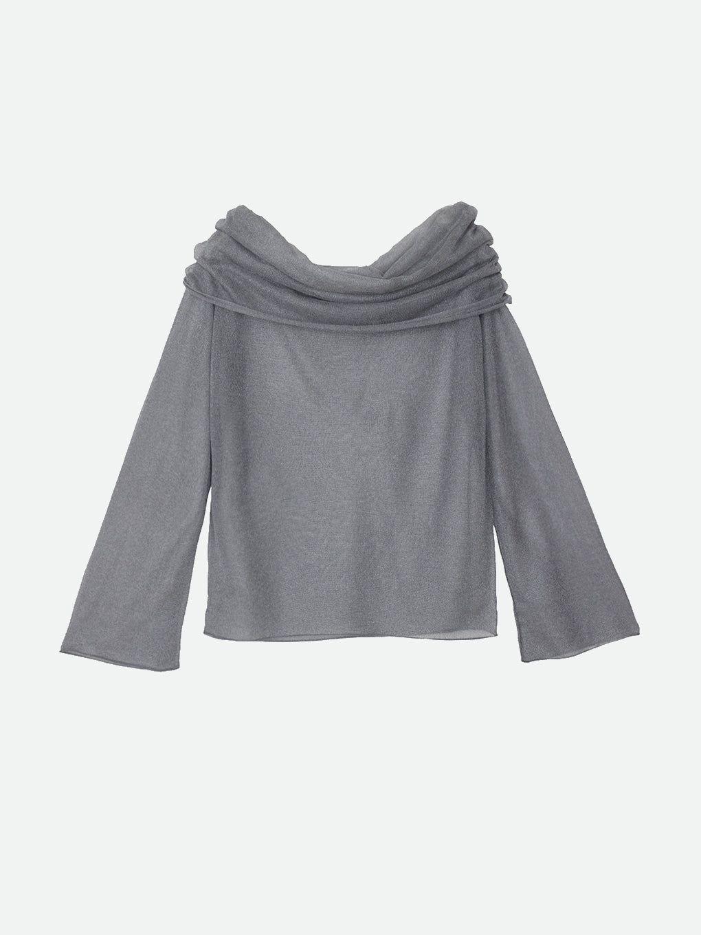 SHEER OFF SHOULDER KNIT / シアー オフショルダーニット (シルバー)