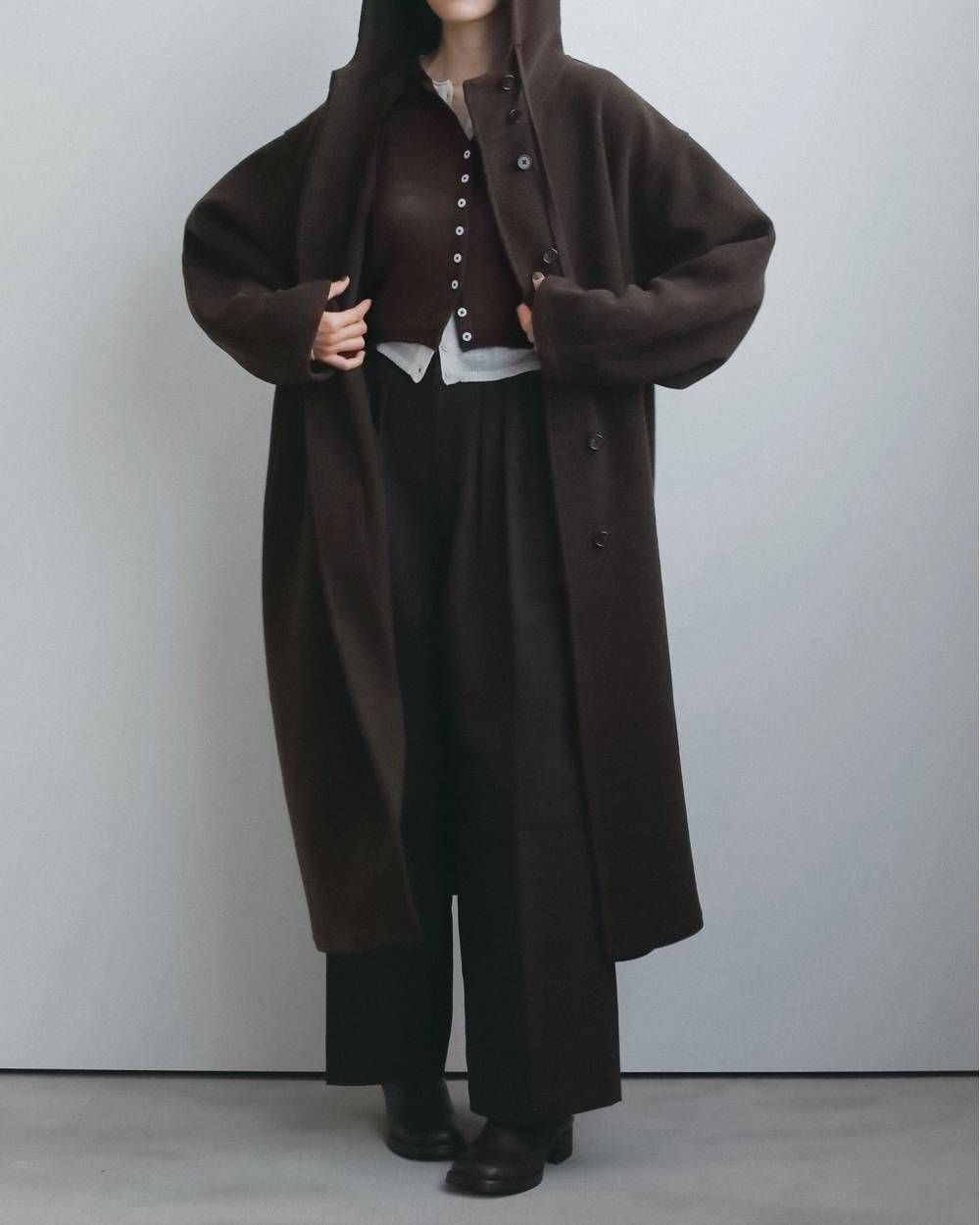 ウールフーディコート (ブラウン) Wool Hoodie Coat (Brown) / 26AW 【6月29日まで期間限定予約】