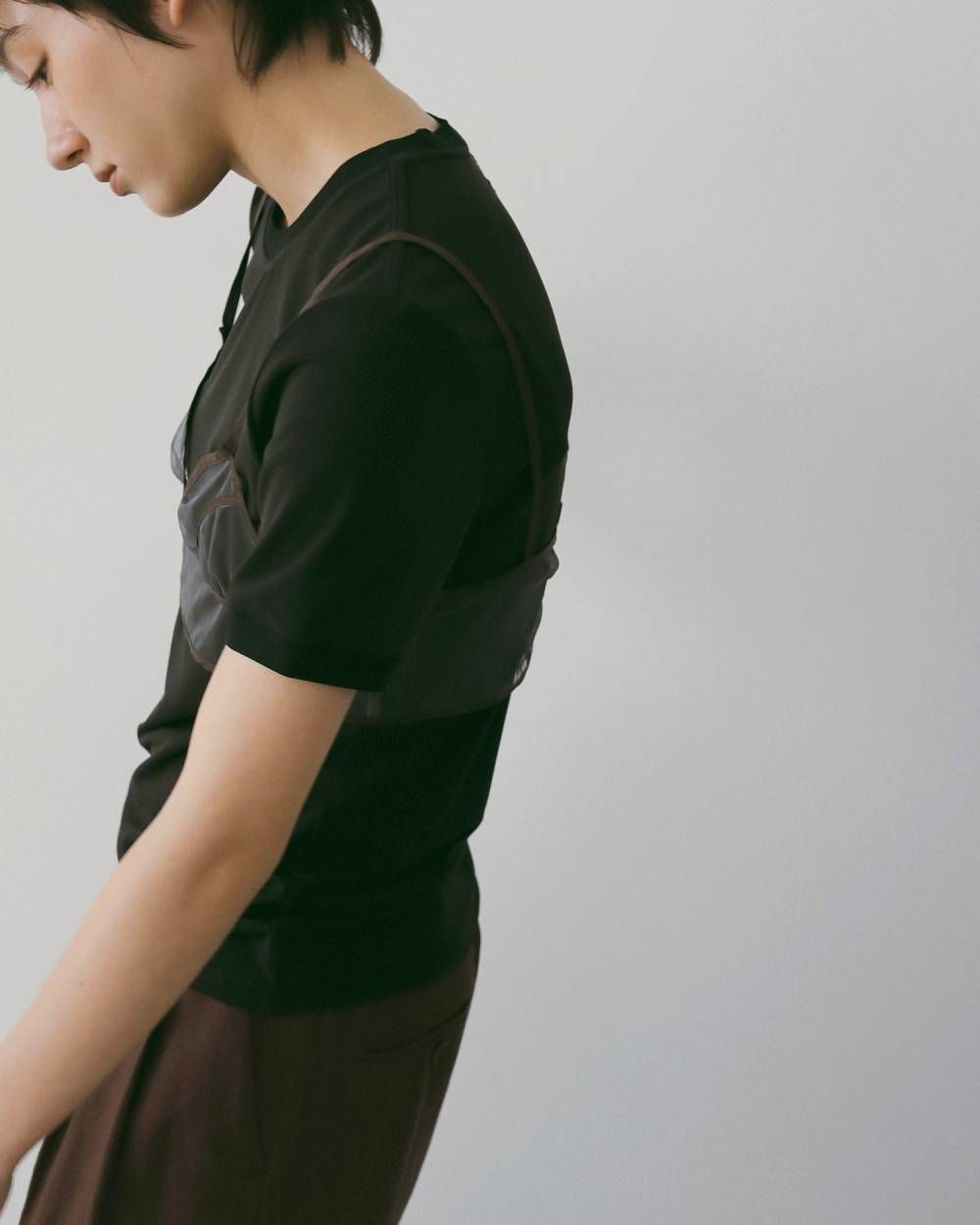 バイカラー チュールブラトップビスチェ (チャコールグレー) Bicolor Tulle Bratop (Cgray) /  26SS