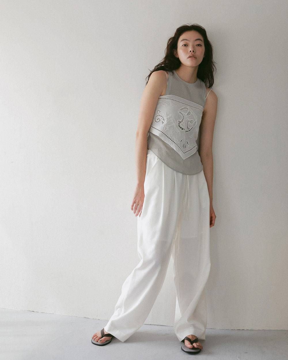 カットワークスカーフ (ホワイト) Cutwork Scarf (White) / 27SS