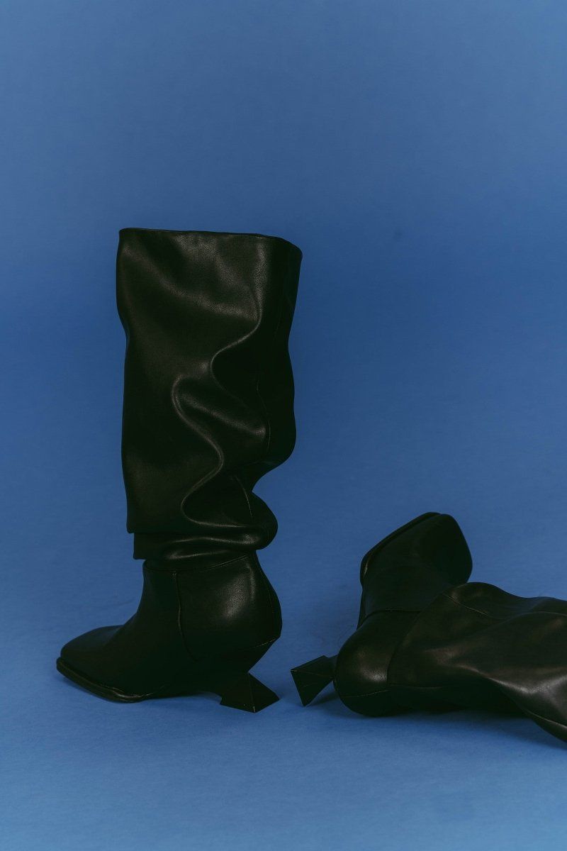 drape long boots (Black) / ドレープロングブーツ (ブラック) / 26SS
