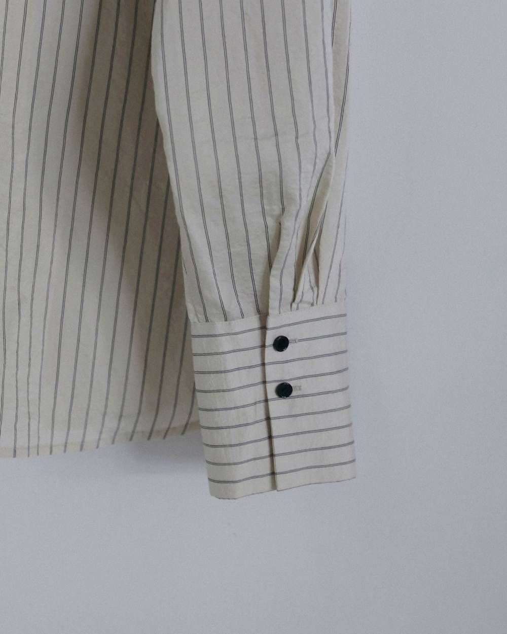 オープンカラーストライプシャツ (アイボリー) Opencollar Stripe Shirts (Ivory) / 26AW 【6月29日まで期間限定予約】