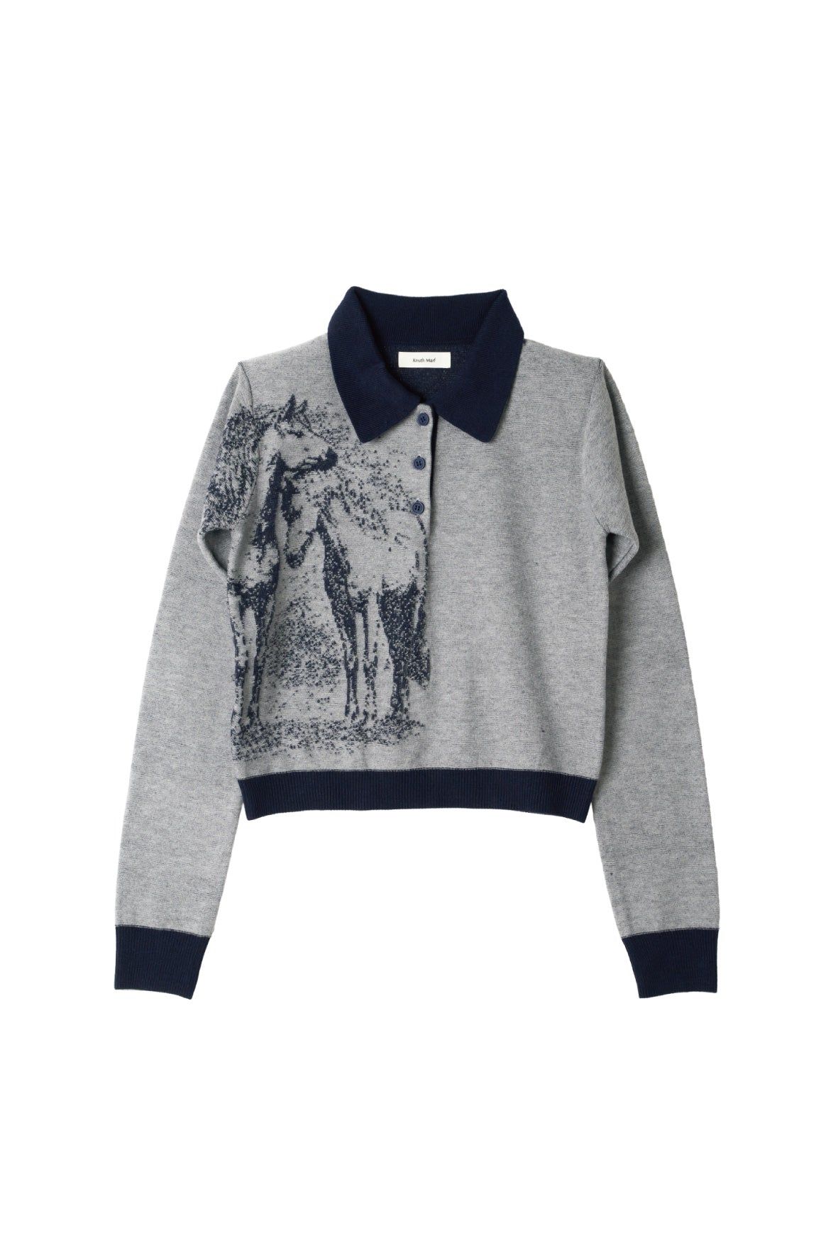 ジャガードポロニット (ネイビー) jacquard polo knit (Navy) / 26AW
