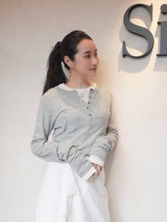 【25AW】LAYERED L/S HENLY TEE / レイヤード ロングスリーブ ヘンリーTシャツ (グレー)