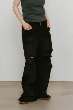 damage denim pants / ダメージ デニムパンツ (ブラックブラック) / 25SS