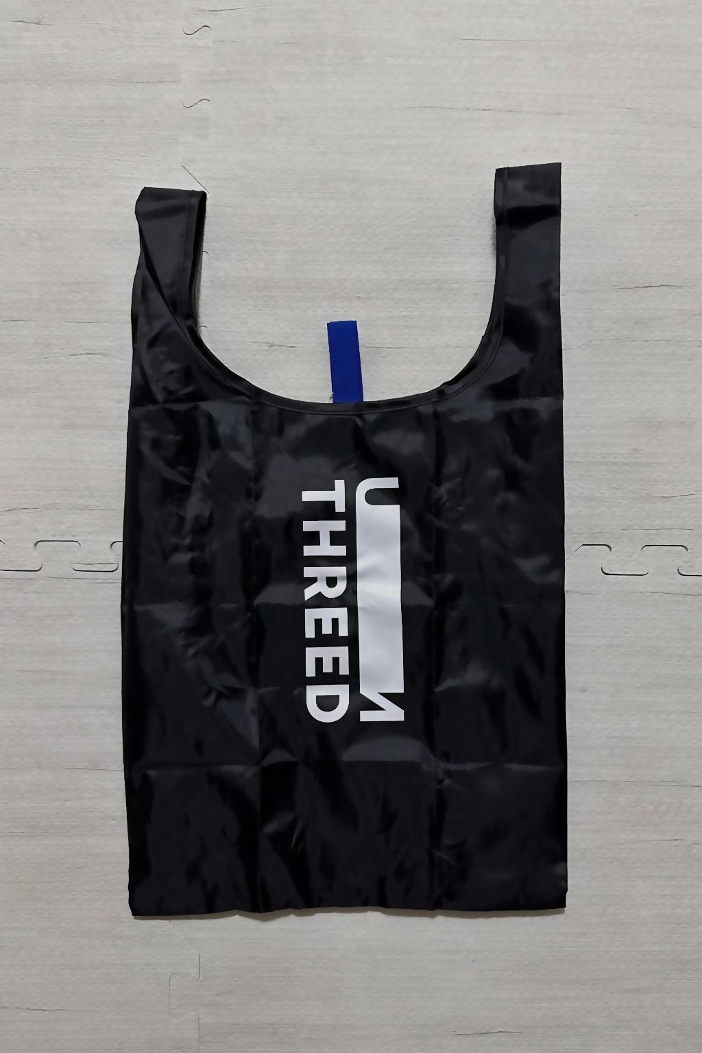RECYCLE ECO-BAG M / リサイクルエコバッグ ミディアム (ブラック) / 折りたたみゴム付き / マチ有り / コンビニサイズ
