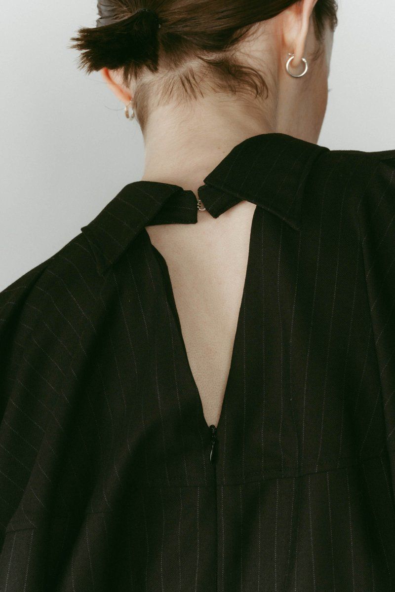 4way design blouse / 4ウェイ デザインブラウス (ストライプブラック) / 25AW