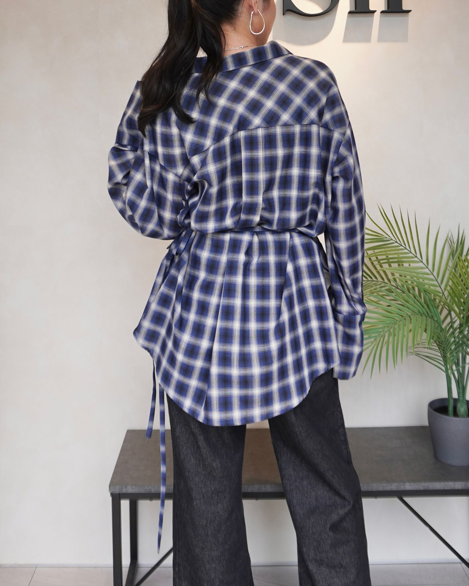 【25AW】SHEER CHECK SHIRT JACKET / シアーチェックシャツ (ブルー)