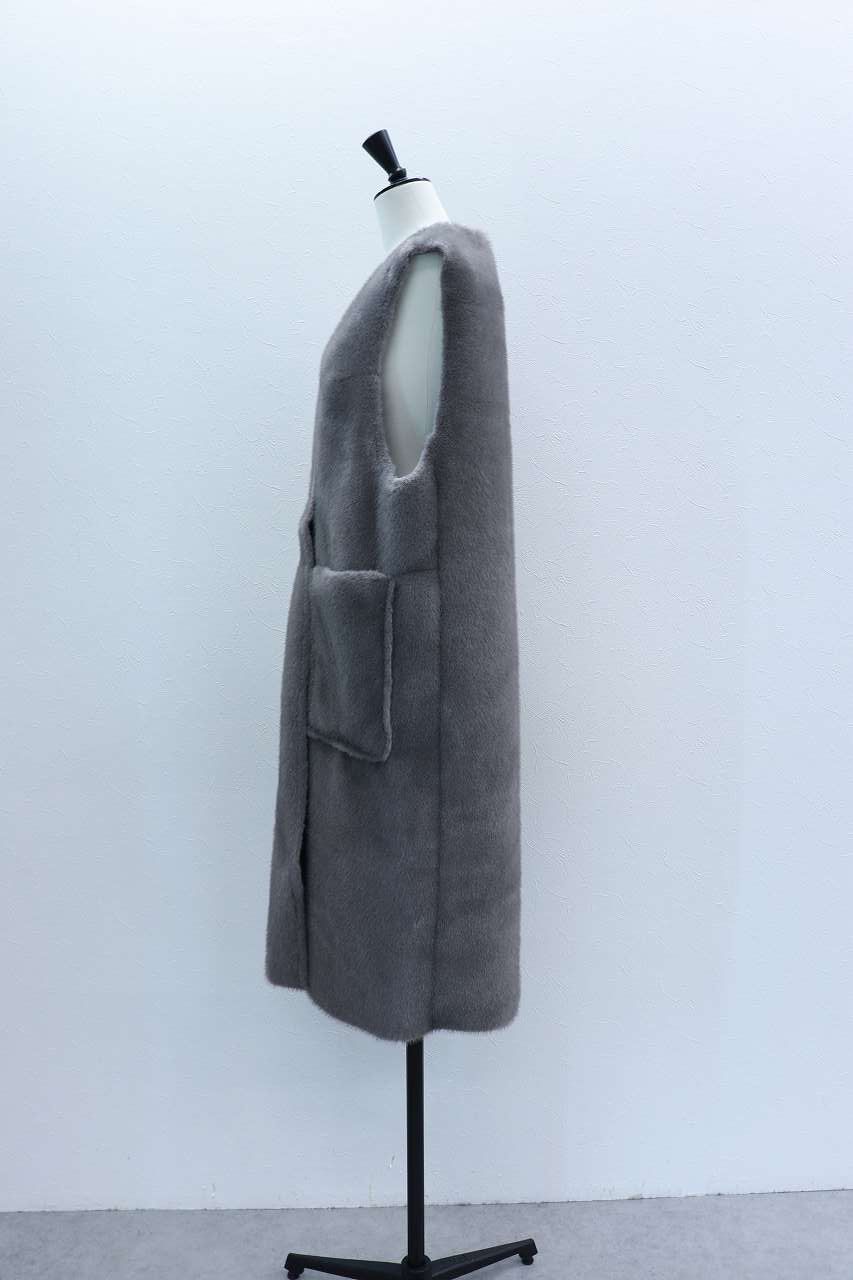 リバーシブル ムートンジレ (グレー) Reversible shearling gilet (Gray) / 26AW