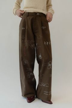 high waist tattoo pants(KotokaIzumi collab) / ハイウエスト タトゥー パンツ (ブラウン) / 25SS