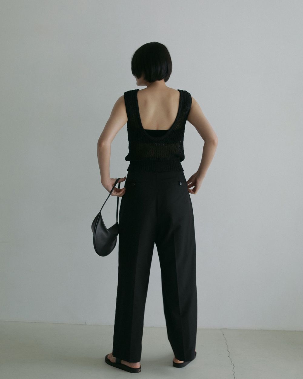 Paperyarn Knit Tanktop / ペーパーヤーン ニットタンクトップ (ブラック)