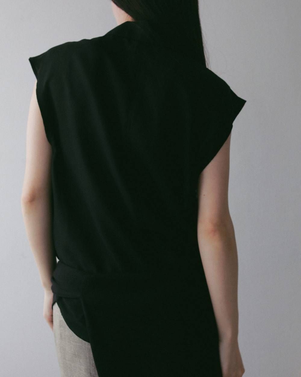 ウールシャンブレー ノースリーブシャツ (ブラック) Woolchambray Sleeveless Shirts (Black) / 27SS