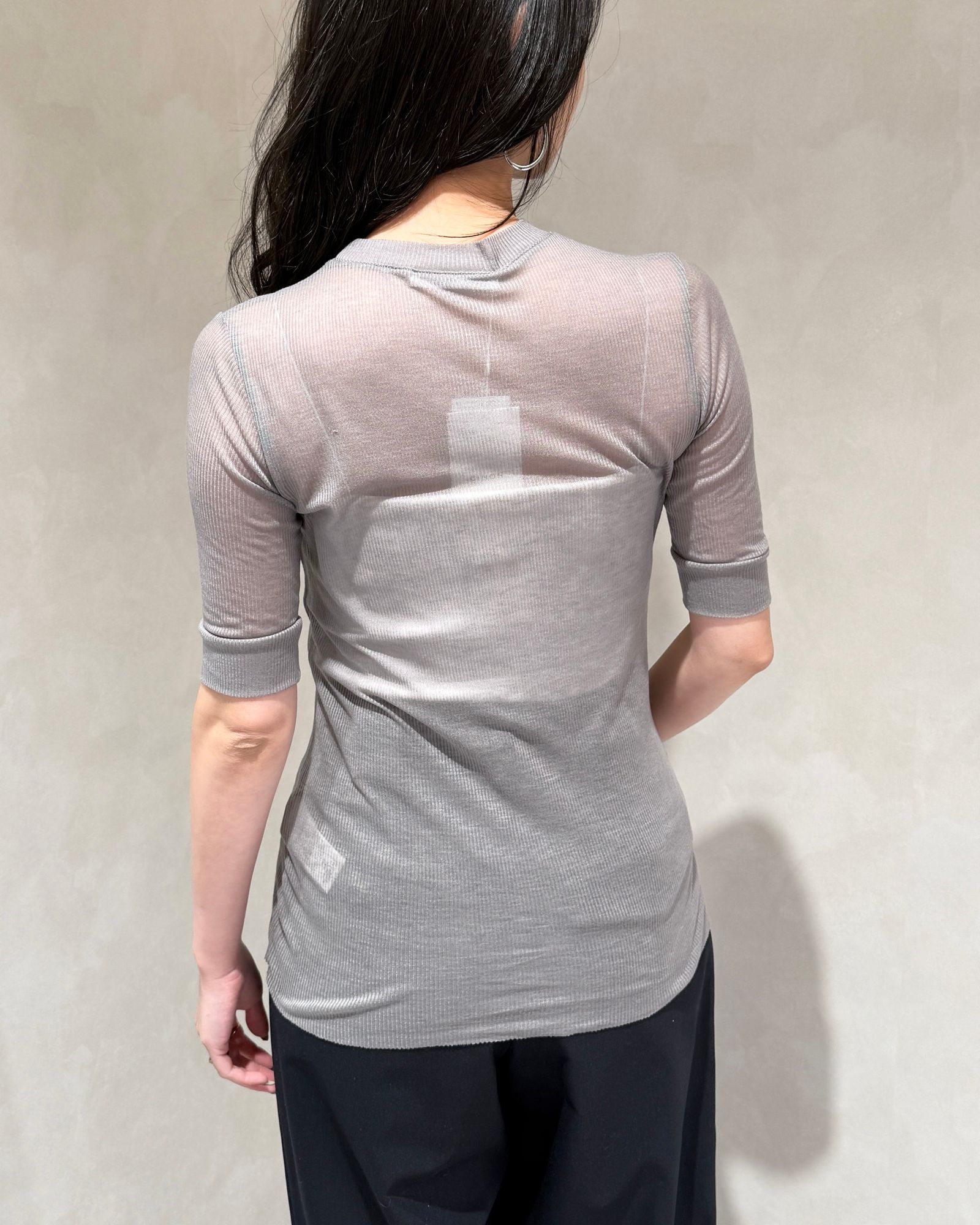 【25SS】TENCEL CASHMERE RIB T-SHIRT / テンセルカシミヤリブTシャツ (チャコールグレー)