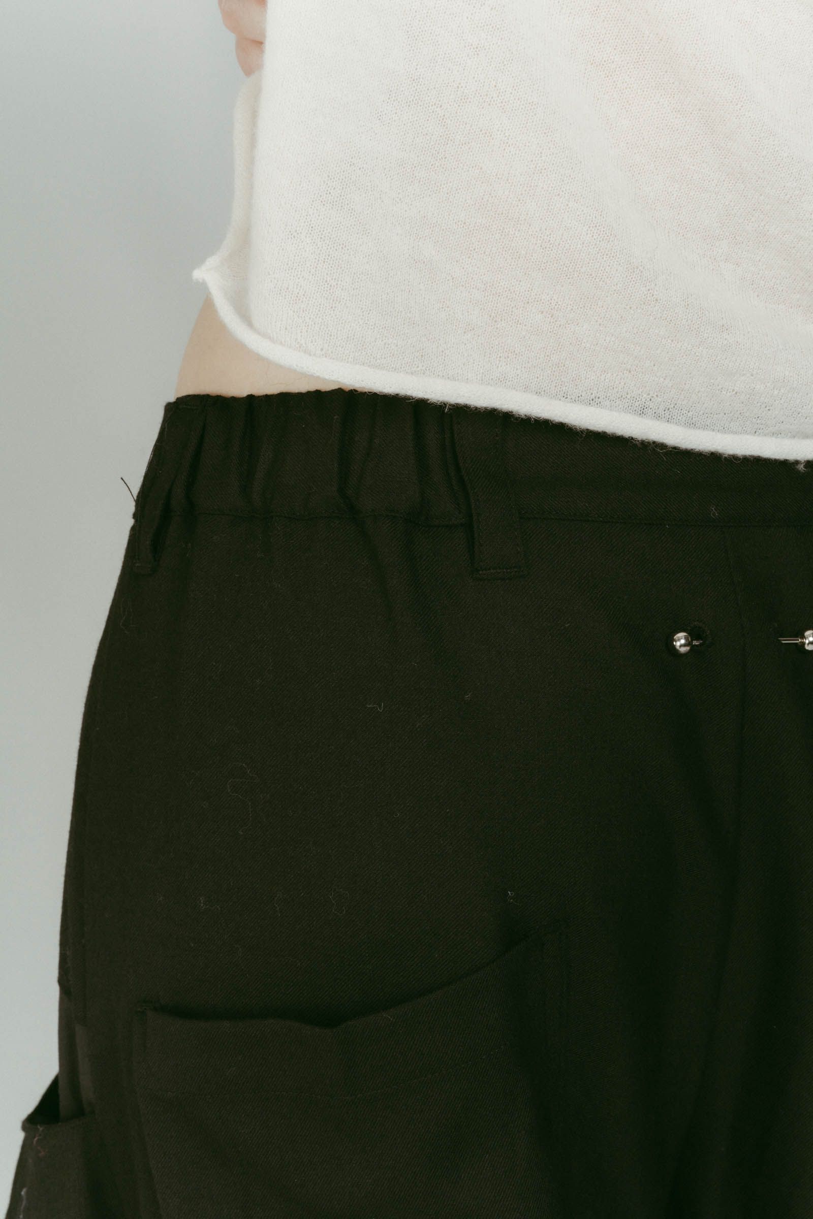 pierced drape pants(unisex) / ピアス ドレープ パンツ (ブラック) / 25AW