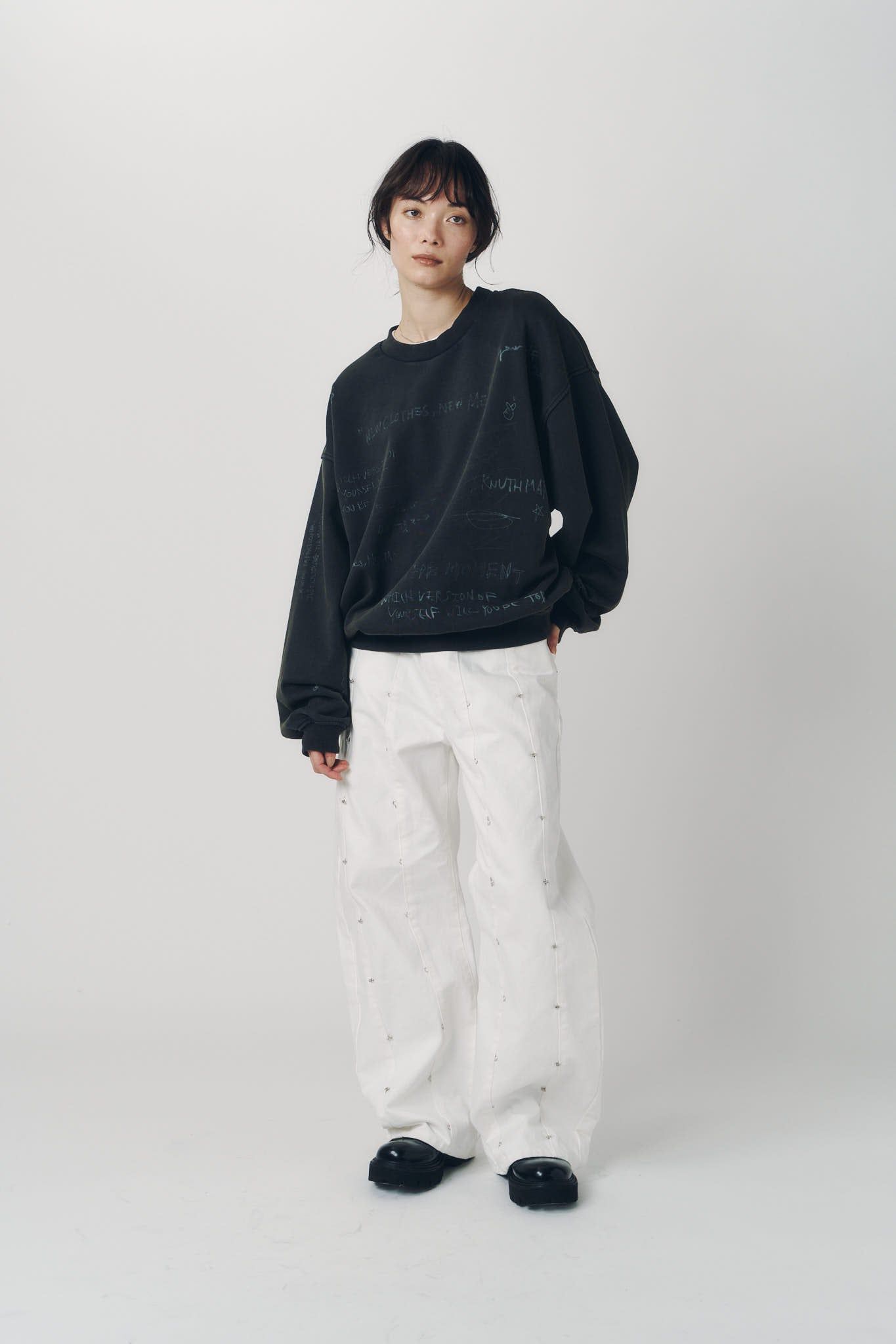 メッセージ スウェット (チャコール) message sweatshirt(unisex) (Charcoal) / 26AW