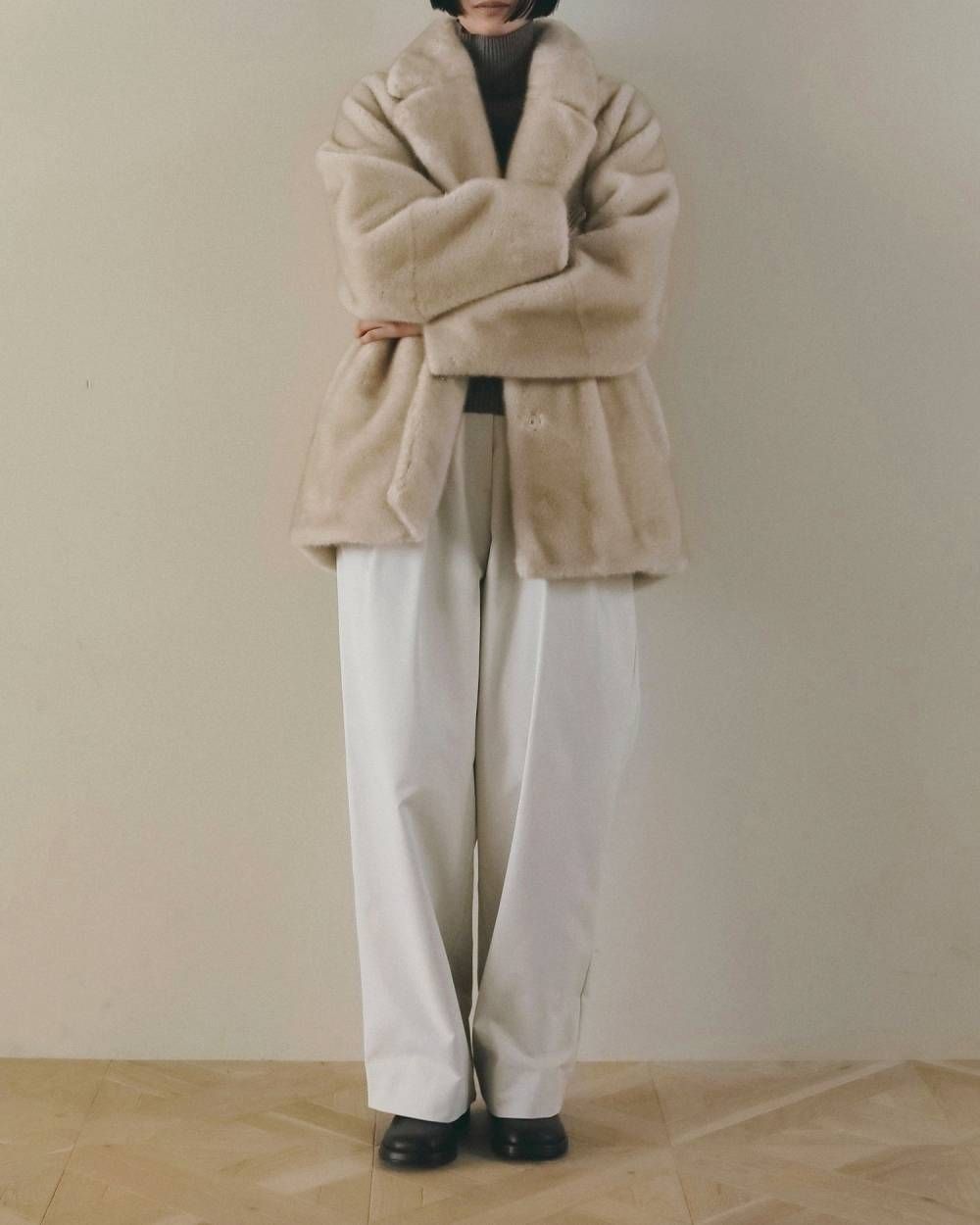 エコミンクファー ジャケット (アイボリー) Eco Minkfur Jacket (Ivory) / 26AW 【6月29日まで期間限定予約】