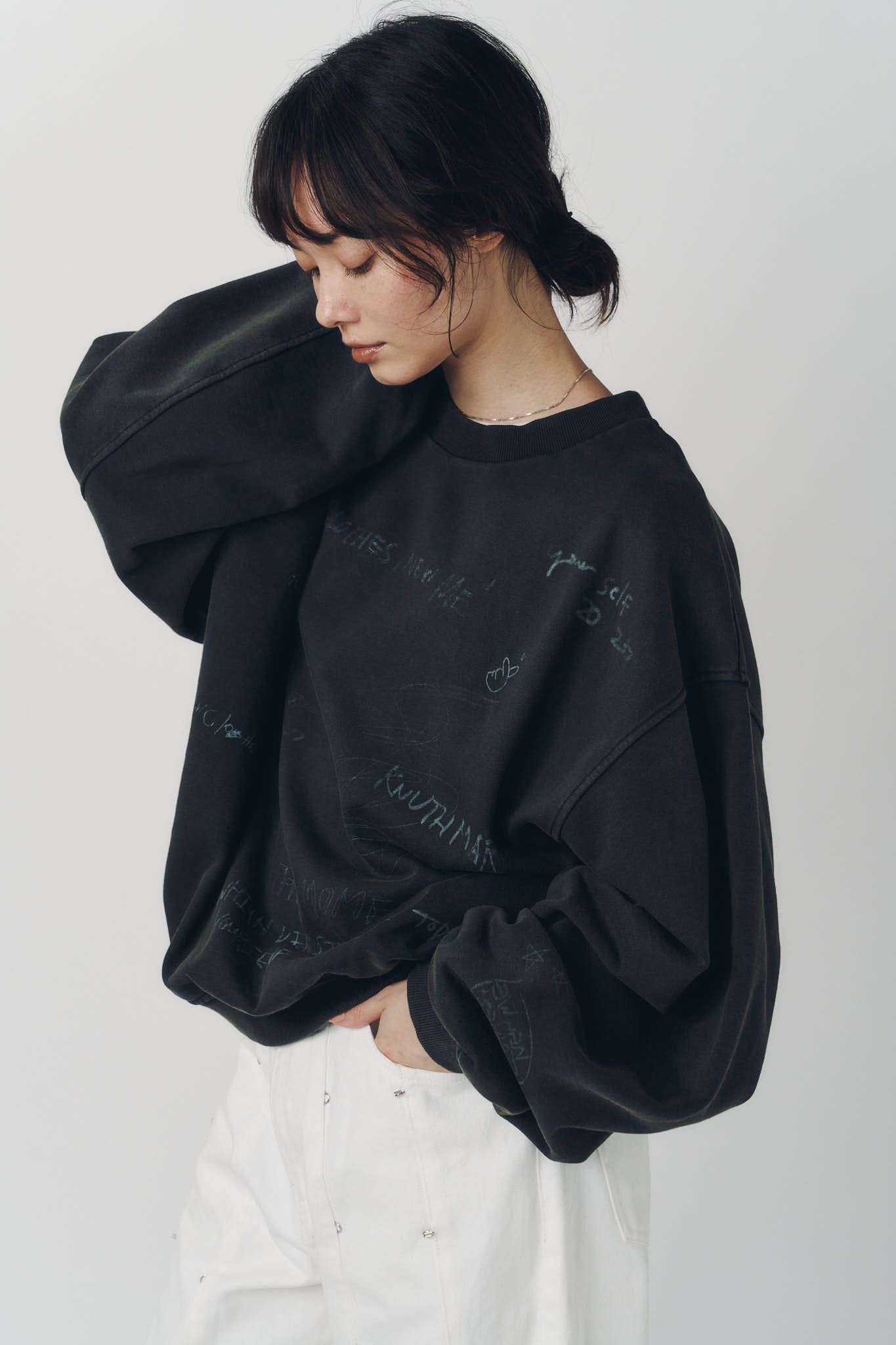メッセージ スウェット (チャコール) message sweatshirt(unisex) (Charcoal) / 26AW