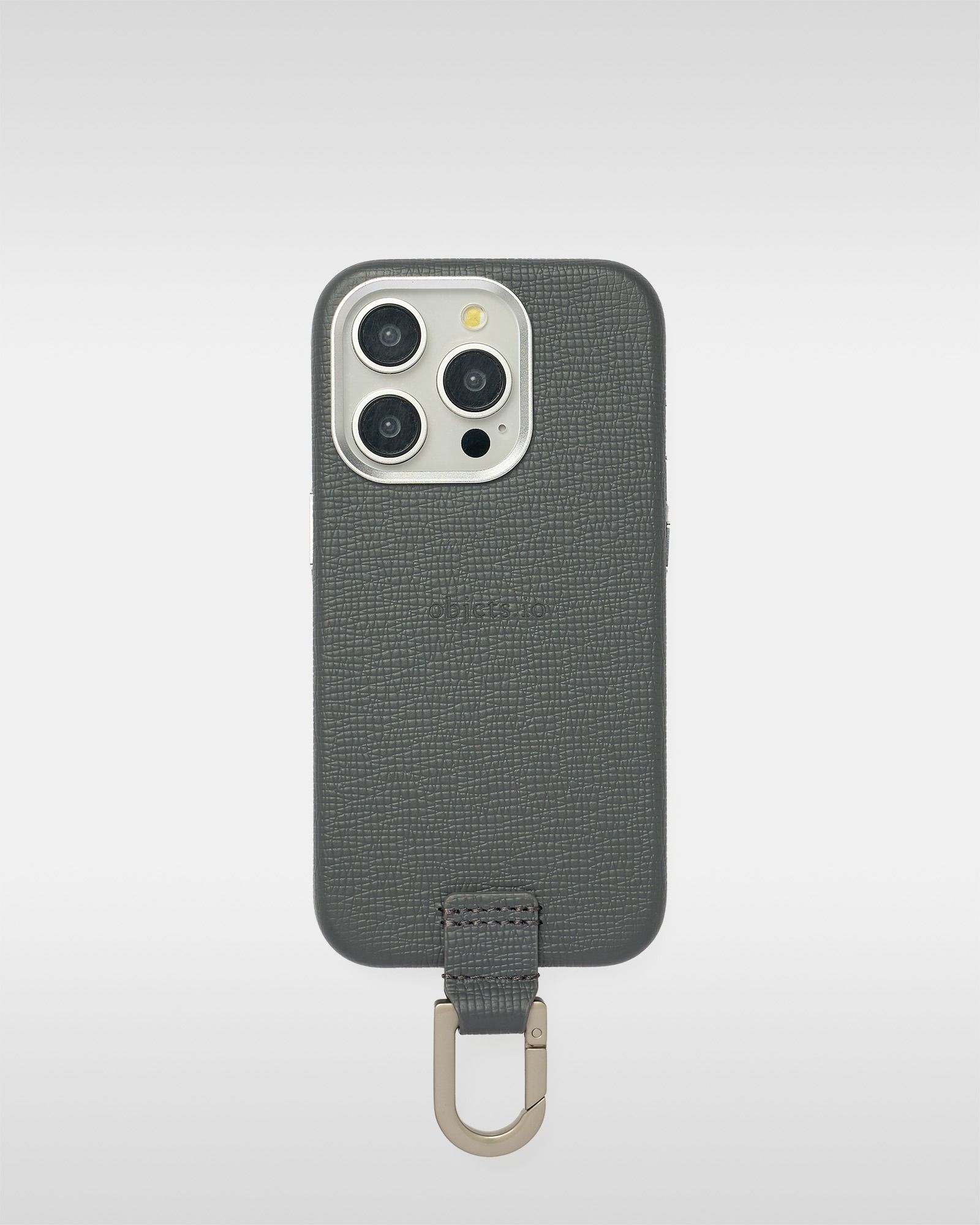 iPhone カラビナレザーケース (グレー)