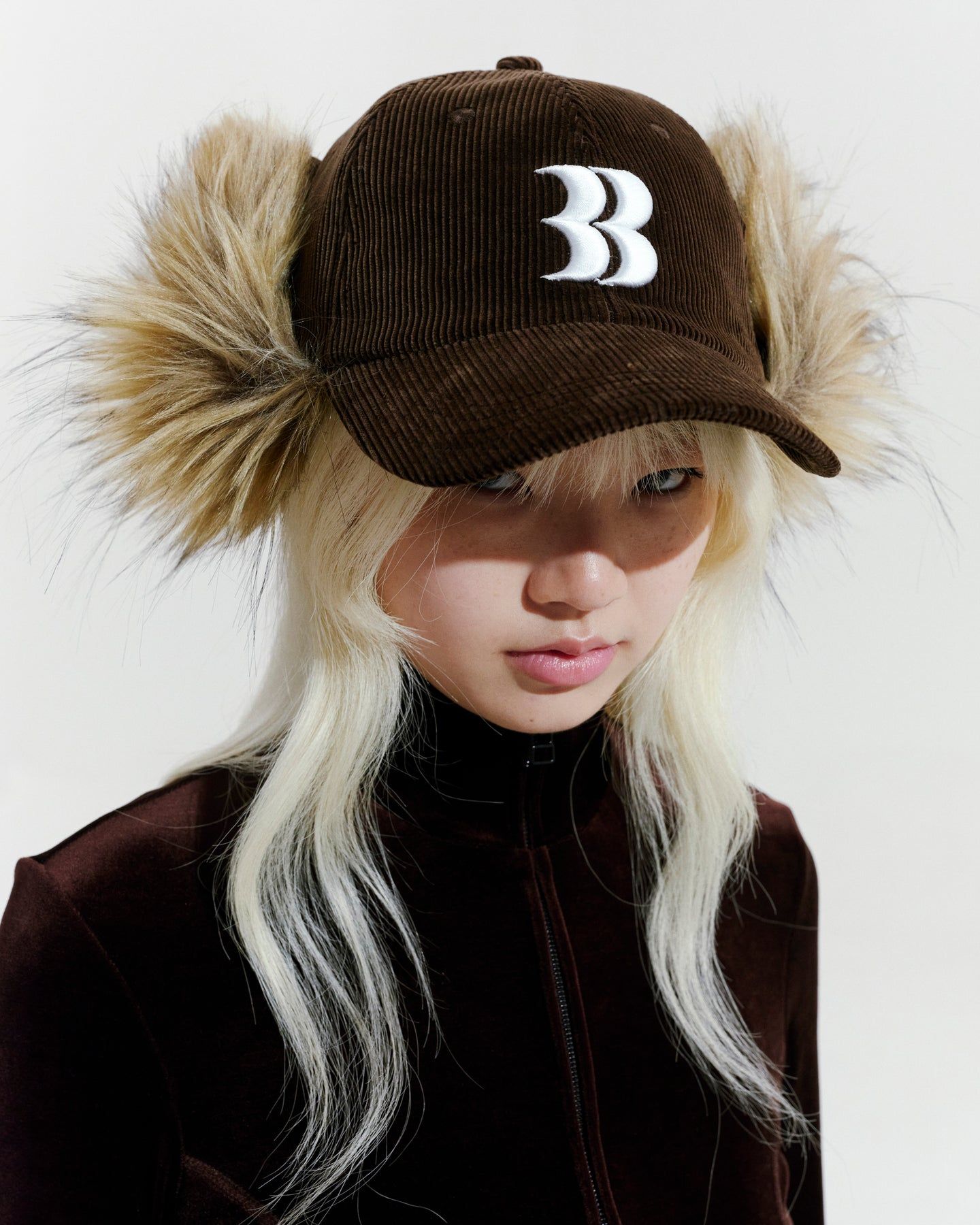 コーデュロイ フライトキャップ (ブラウン) Corduroy BB Logo Flight Cap (Brown)