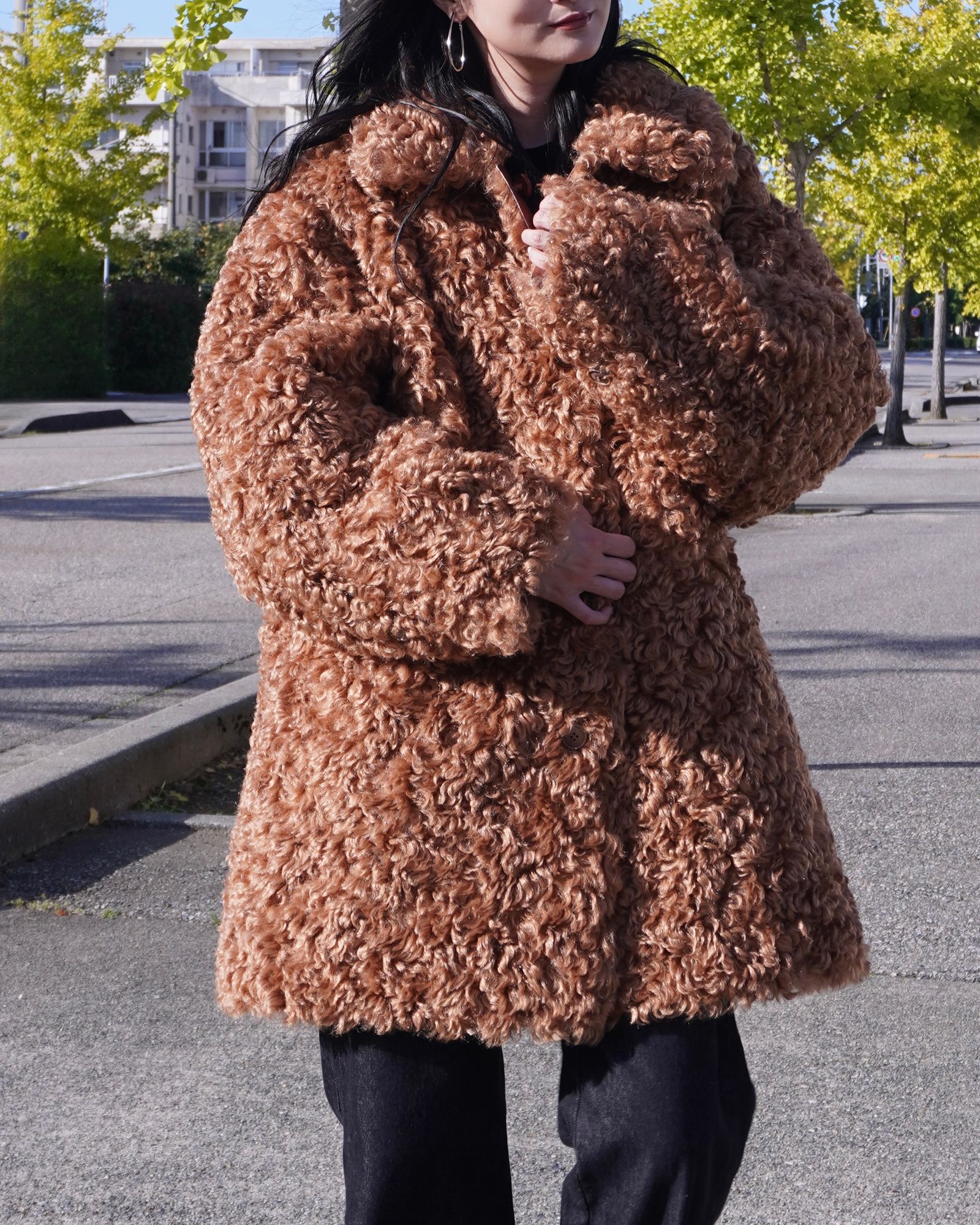【25AW】Vintage Like Fake Mouton Reversible Coat (テラコッタ) / ヴィンテージライクムートン リバーシブルファーコート / エコファー / フェイクファー