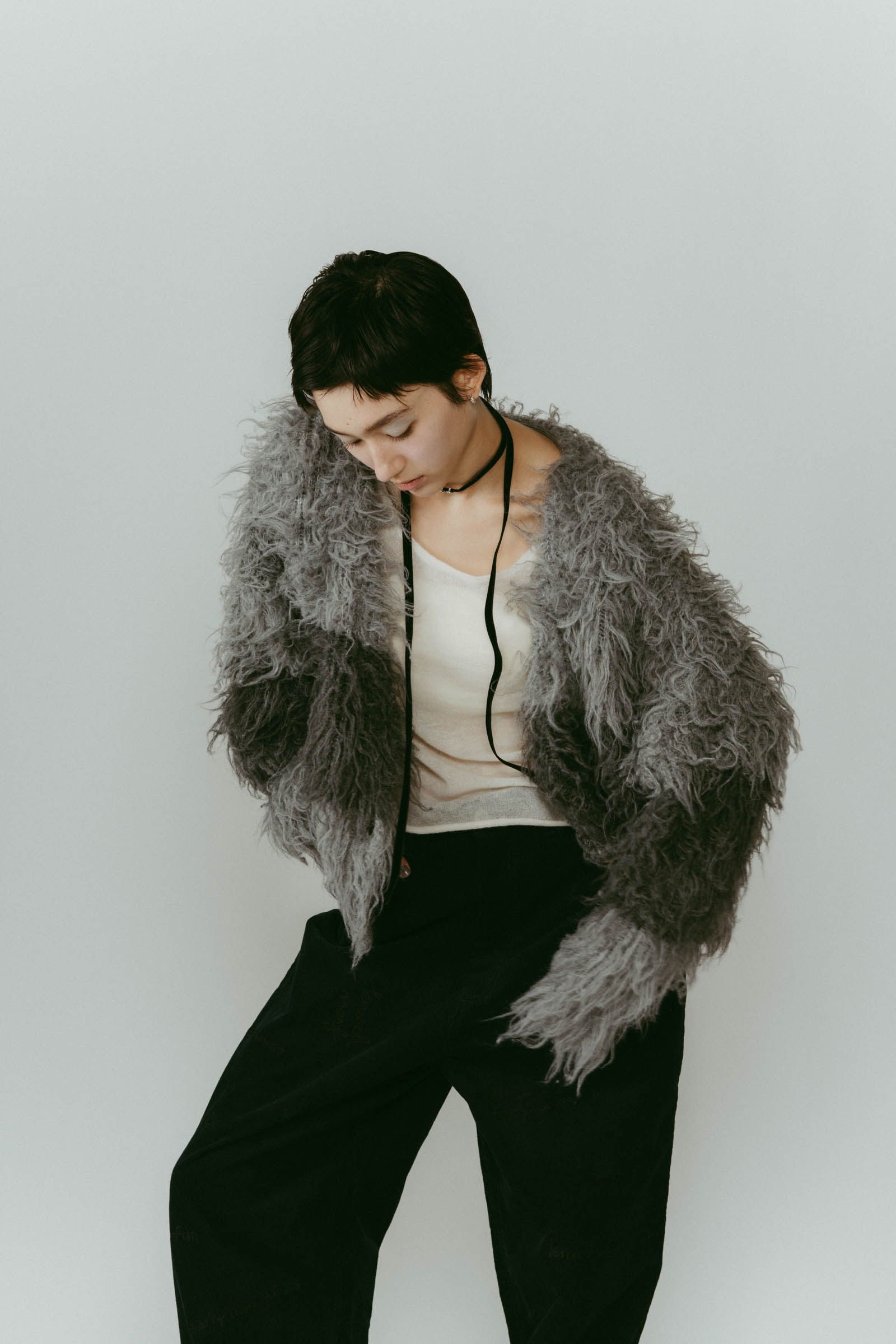 shaggy cardigan / シャギーカーディガン (グレー) / 25AW