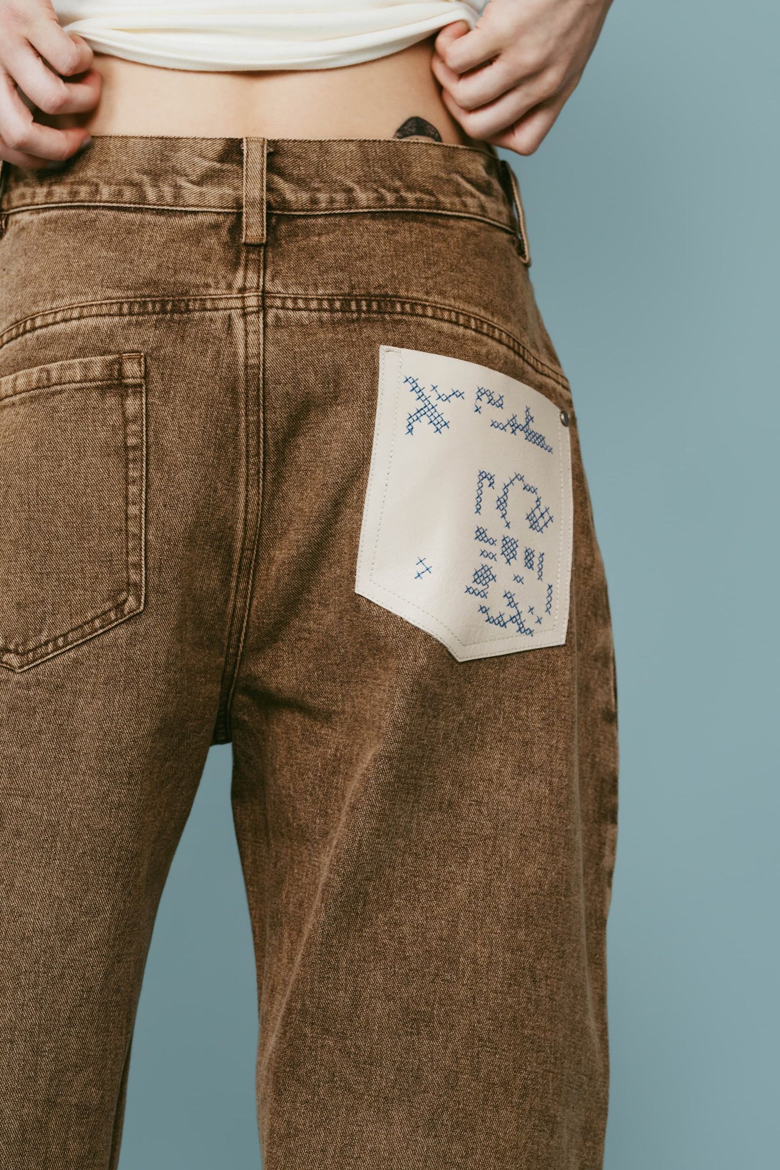 ワイドベルボトムデニムパンツ (ブラウン) wide bell-bottom denim pants (Brown) /  26SS