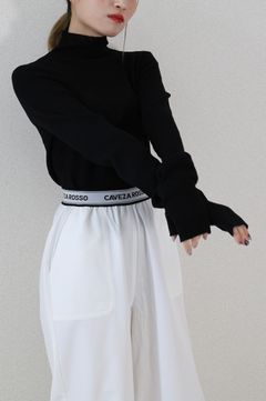 HAND WARMER RIB KNIT TOPS / ハンドウォーマーリブニットトップス (ブラック)
