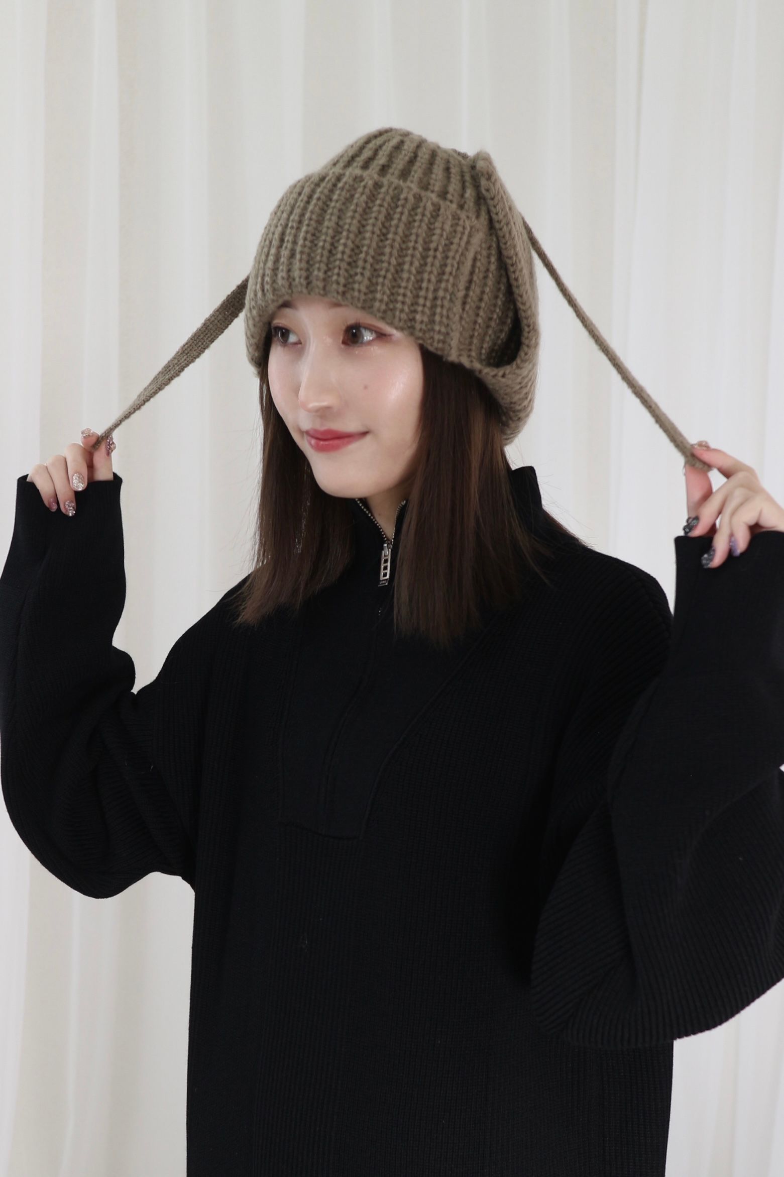 EAR FLAP KNITCAP / イヤーフラップニットキャップ (ベージュ)