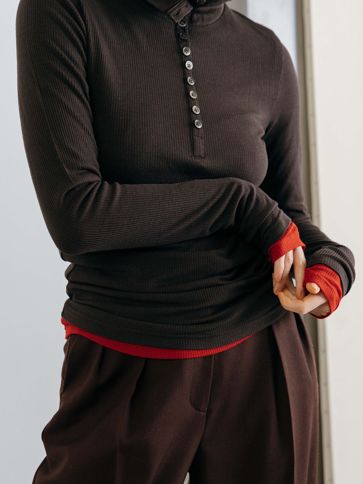 HENRY HIGH NECK TOPS / ヘンリーハイネックトップス (Brown) / 26SS