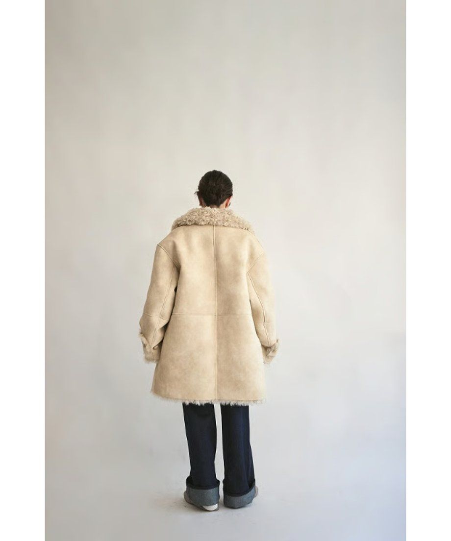 【25AW】Vintage Like Fake Mouton Reversible Coat (クリーム) / ヴィンテージライクムートン リバーシブルファーコート / エコファー / フェイクファー