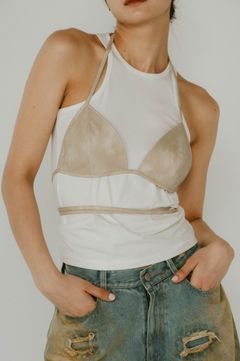 wrap leather bustier / ラップレザービスチェ (サンドベージュ) / 25SS