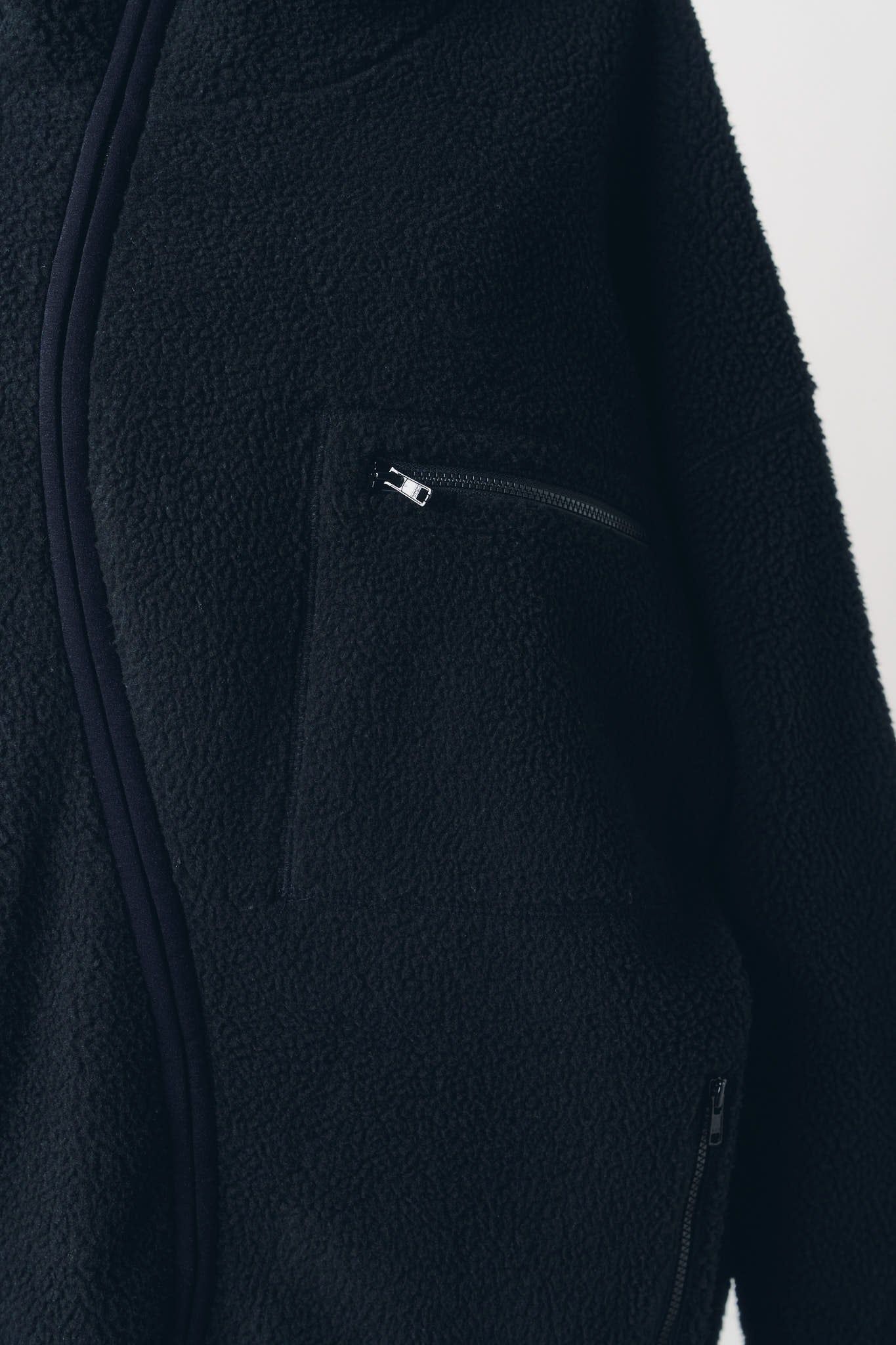 カーブジップ ボアフーディ (ブラック) curved zip boa hoodie(unisex) (Black) / 26AW