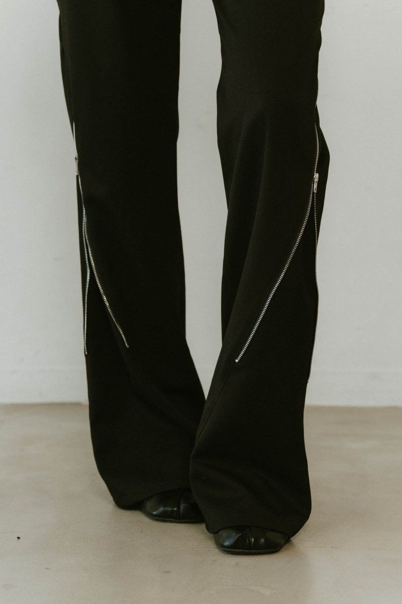 2piece zip flare pants / 2ピース ジップフレアパンツ (ブラック) / 25SS