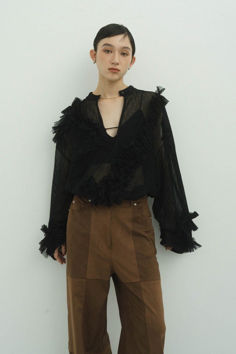 tulle design blouse / チュールデザインブラウス (ブラック)