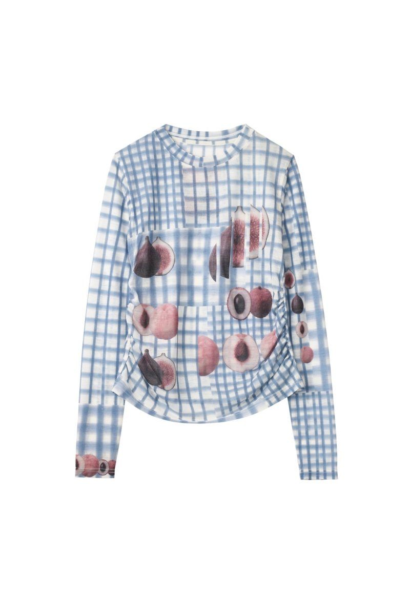 fruit-check print knit (Blue) / フルーツチェックトップス (ブルー) / 26SS