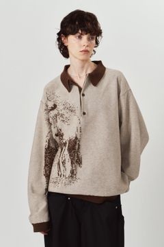 リバーシブル ジャガードポロニット (ブラウン) reversible jacquard polo knit(unisex) (Brown) / 26AW