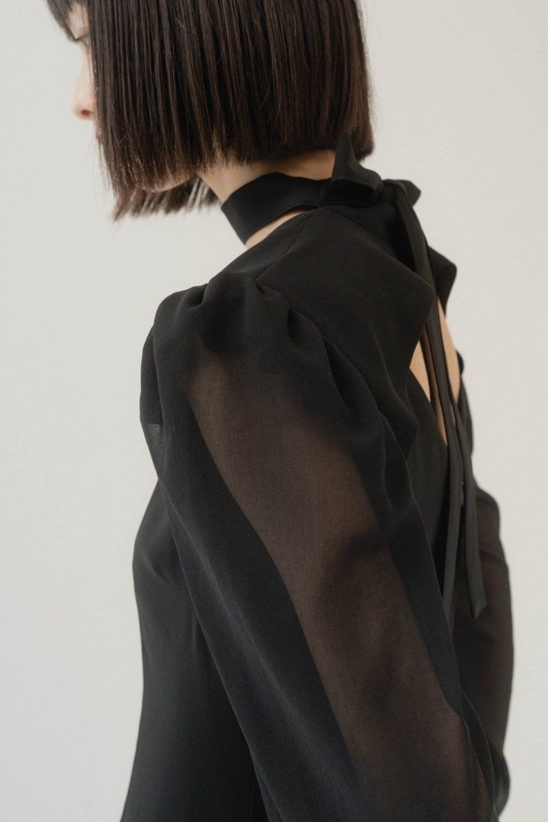 Knuth Marf - puff sleeve sheer one piece / パフスリーブ