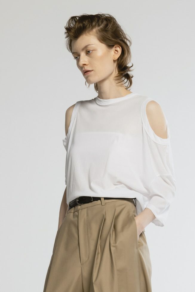 【25SS】SHEF OPEN SHOULDER T-SHIRT / オープンショルダーTシャツ (ホワイト)