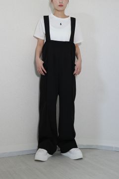 FRONT TUCK SUSPENDER AIO / フロントタックサスペンダーオールインワン (ブラック) / 脚長効果 / リラックスコーデ