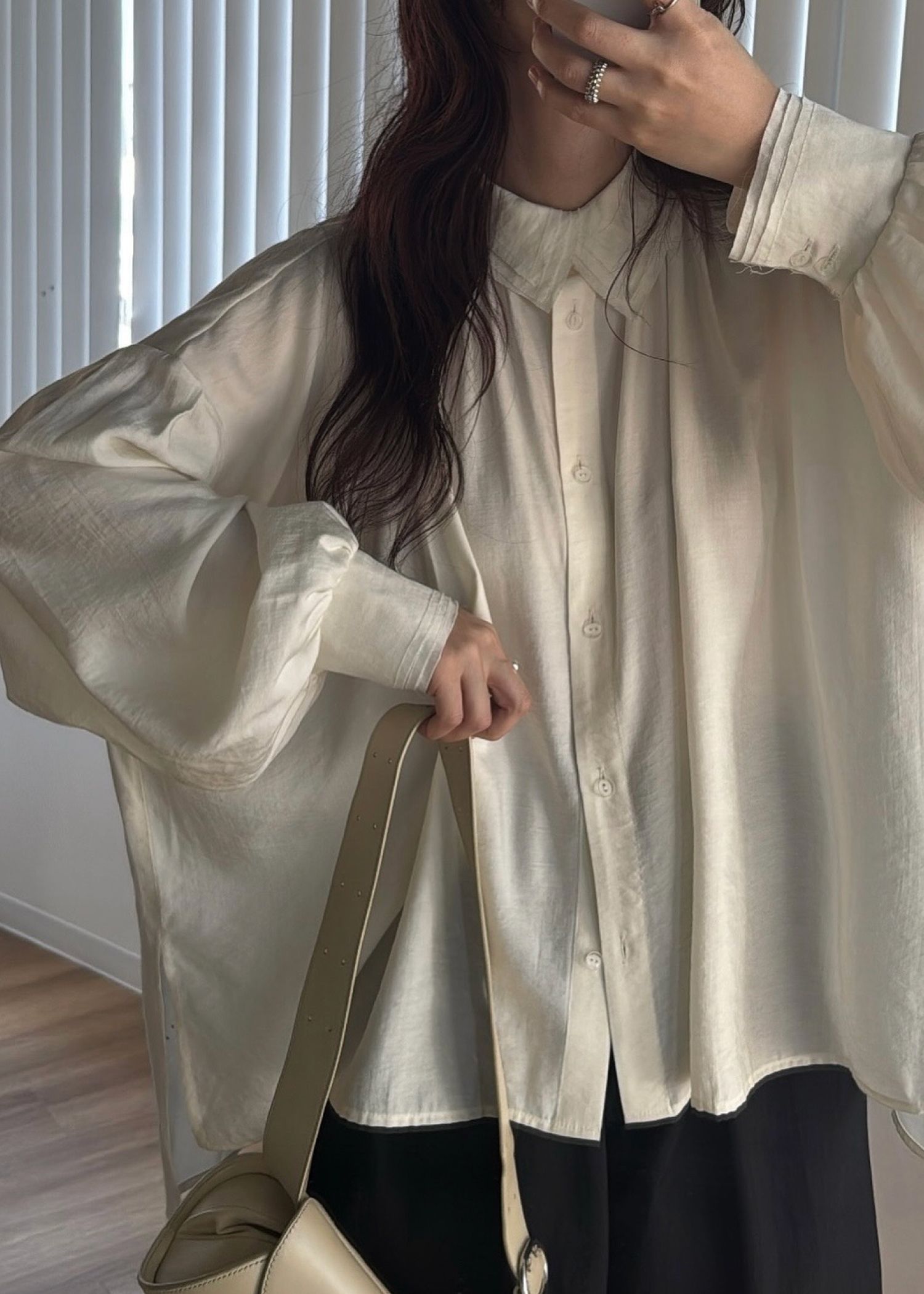 collar & cuffs triple layered over SH (Natural) / トリプルレイヤード オーバーシャツ (ナチュラル) / 26SS