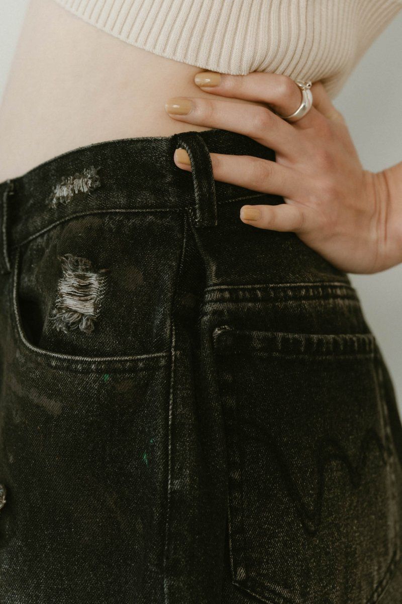 damage denim pants / ダメージ デニムパンツ (ブラックホワイト) / 25SS