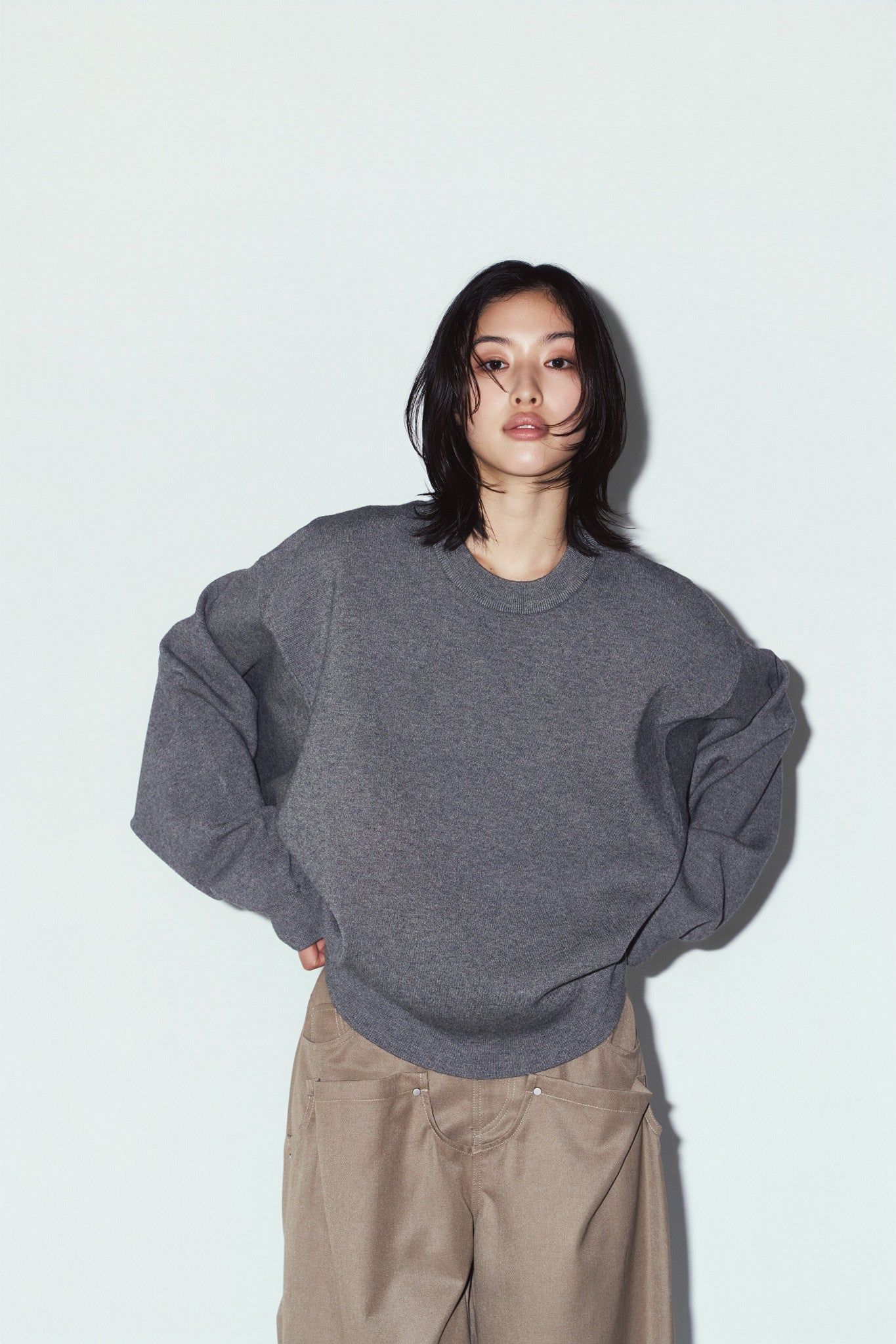 【UNISEXサイズ】2ウェイ ノームコア ニット (グレー) 2way cuffs normcore knit(unisex) (Gray) / 26AW